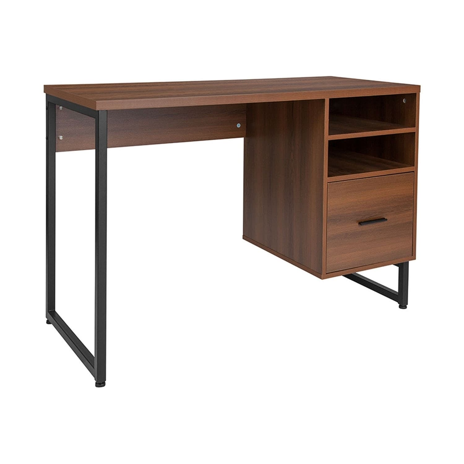 Shop Offex Rectangular Computer Desk In Rustic Wood Grain Laminate