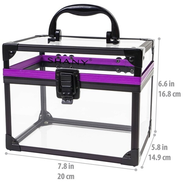 SHANY Extra-Large Clear Cosmetics and Toiletry Train Cases with Secure Closure