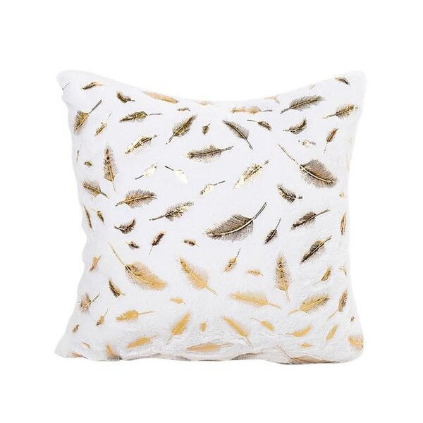 Feather Bronzing Gold Foil Soft Linen Pillow Case 20697279-159