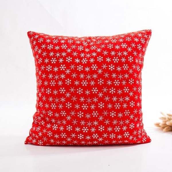 Super Soft Velvet Cushion Cover Red snowflake series 21297195-285