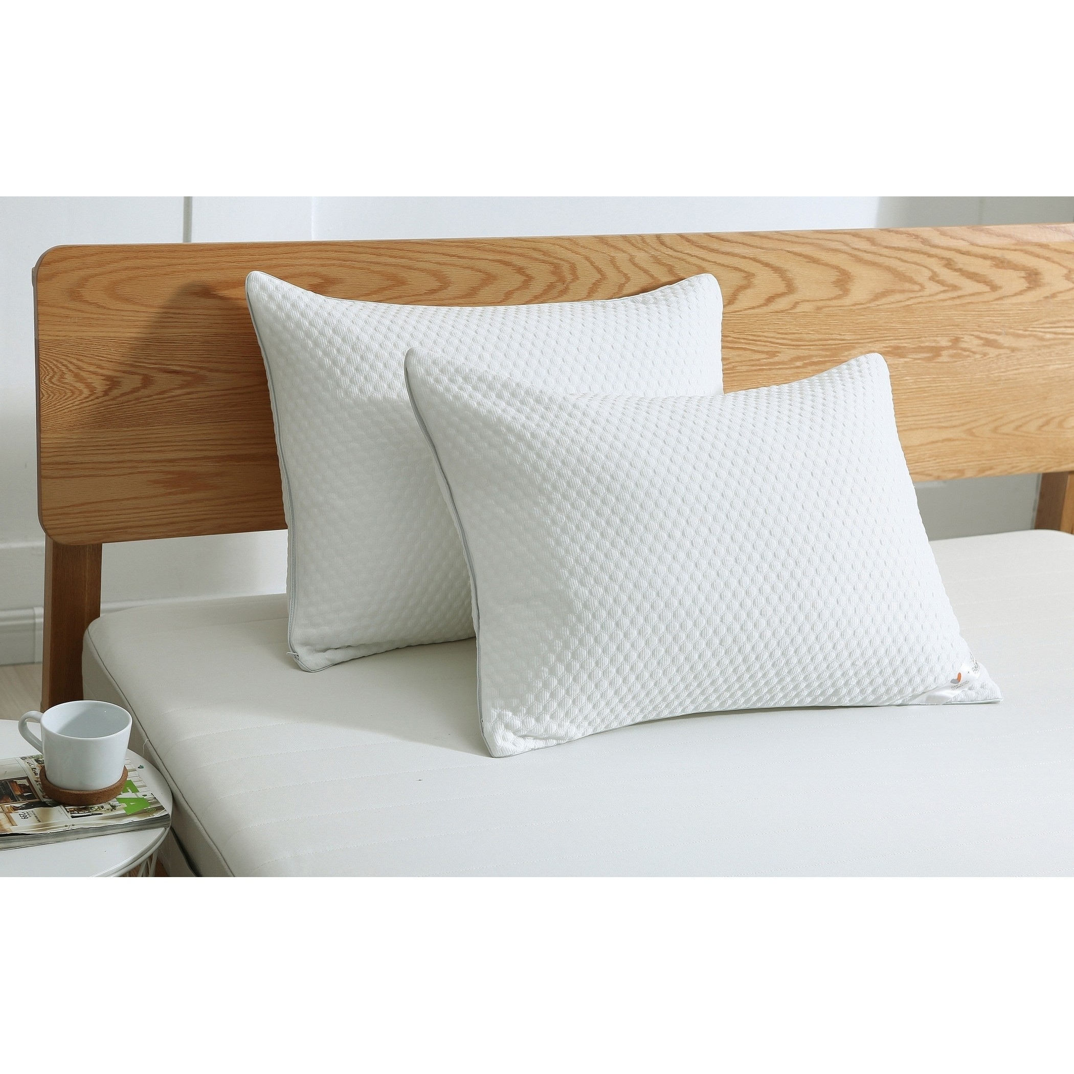 Jumbo St James Home Soft Knit Silver Duck Nano Feather Pillows Set of 2