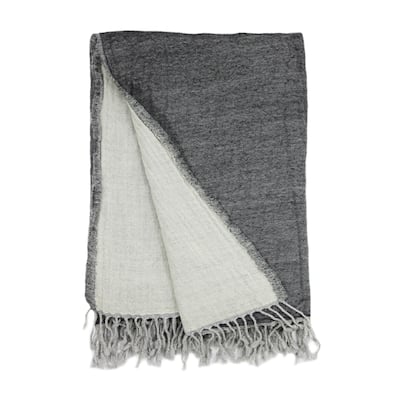 100% Merino Wool Collection Charcoal and light Grey Reversible Throws