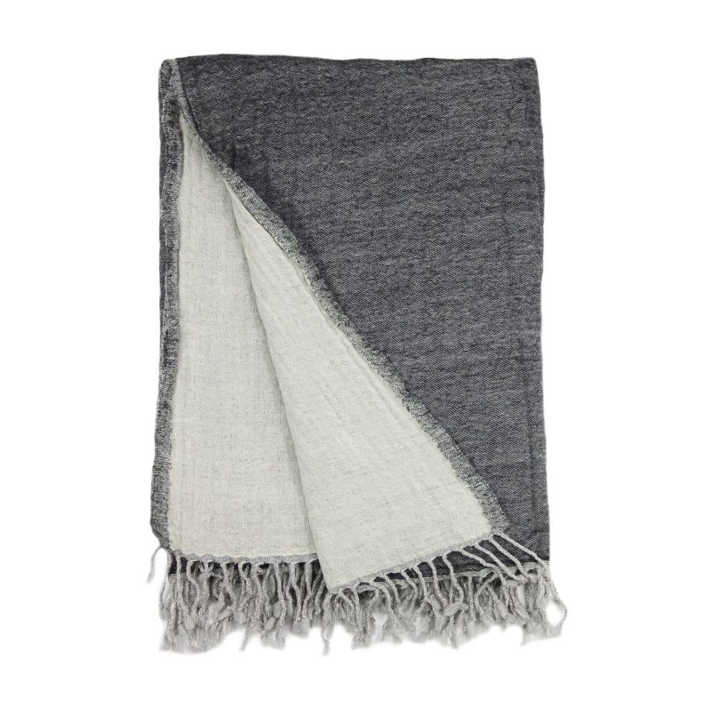 100% Merino Wool Collection Charcoal and light Grey Reversible Throws