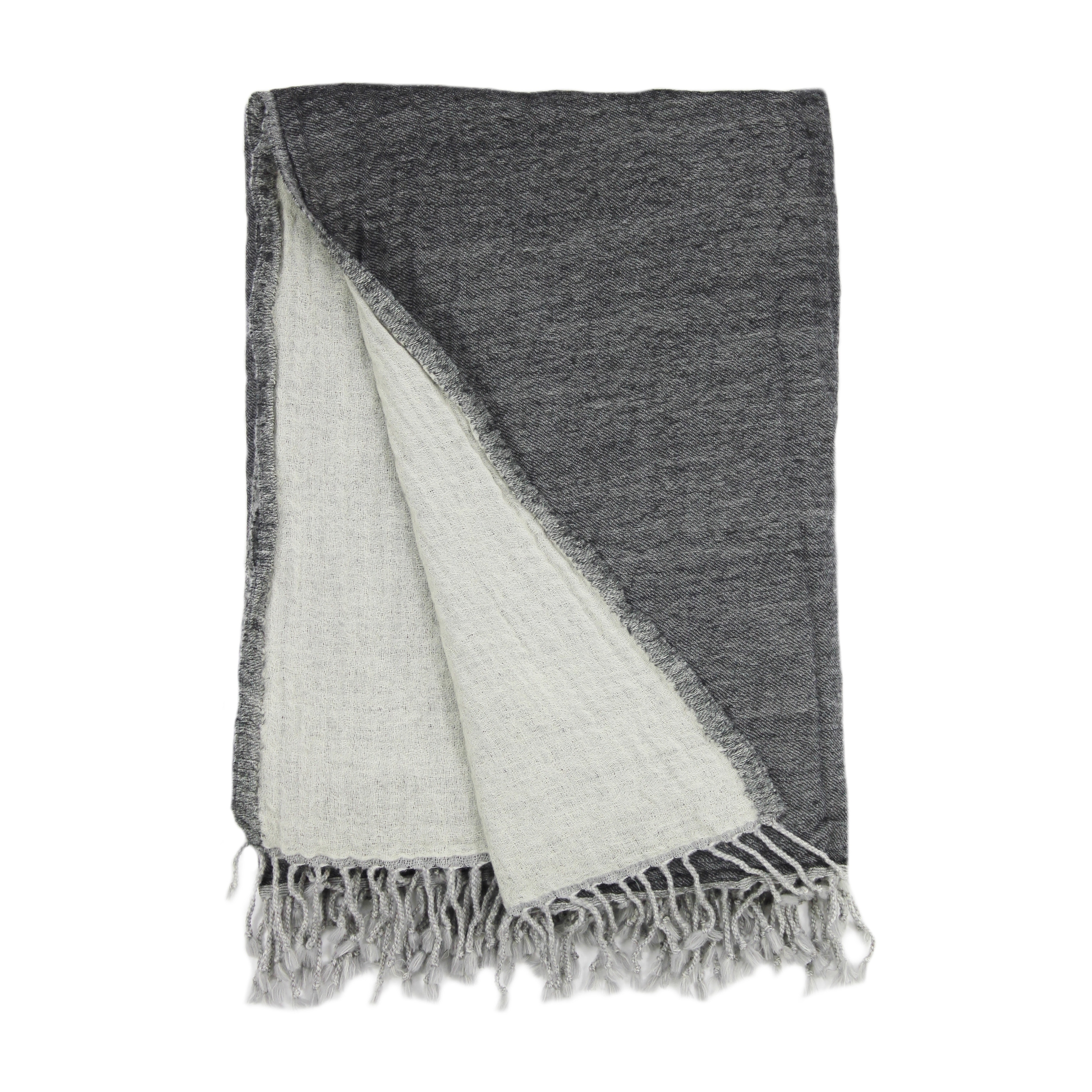 100% Merino Wool Collection Charcoal and light Grey Reversible Throws