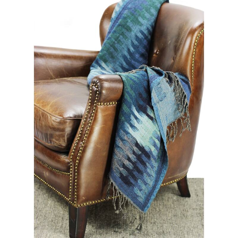 Bohemian Wool Collection Yarn Dyed Ikat Blue Throws