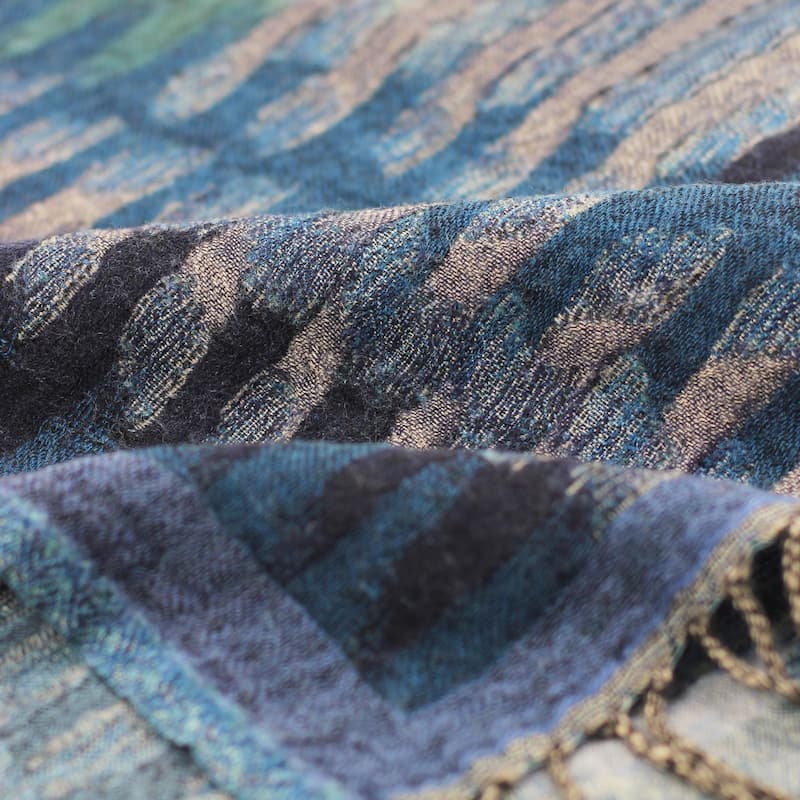 Bohemian Wool Collection Yarn Dyed Ikat Blue Throws