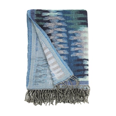 Bohemian Wool Collection Yarn Dyed Ikat Blue Throws