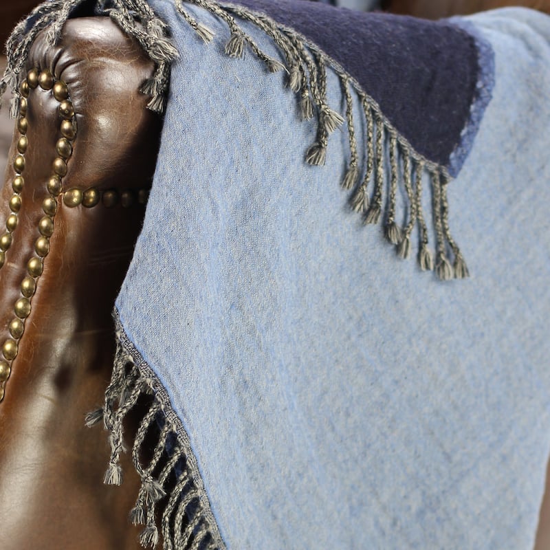 100% Merino Wool Collection Navy and Blue Reversible Throws