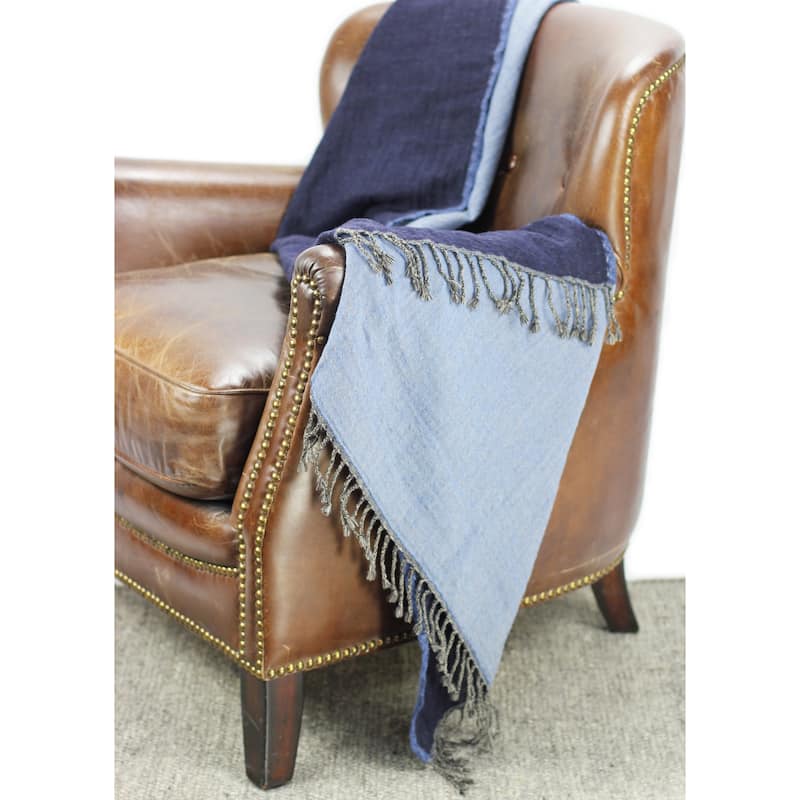 100% Merino Wool Collection Navy and Blue Reversible Throws