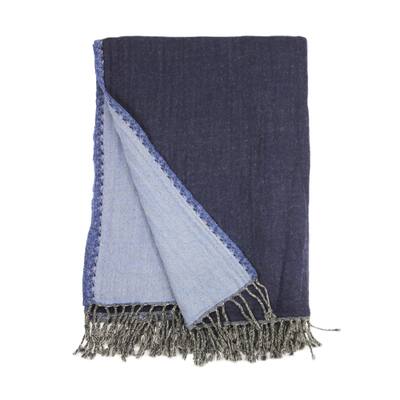 100% Merino Wool Collection Navy and Blue Reversible Throws