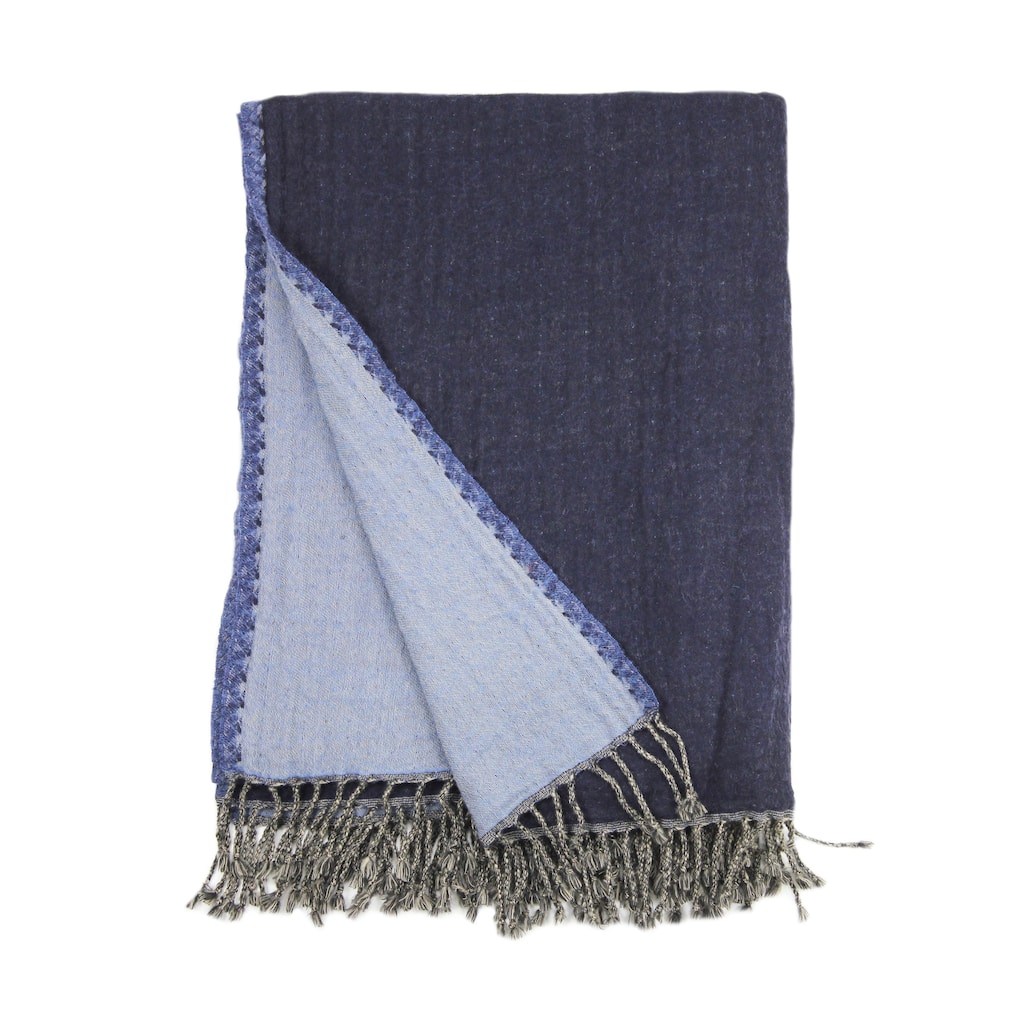 100% Merino Wool Collection Navy and Blue Reversible Throws