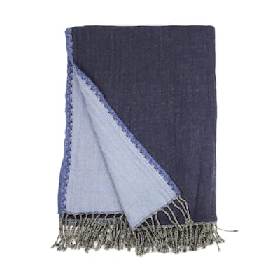 100% Merino Wool Collection Navy and Blue Reversible Throws