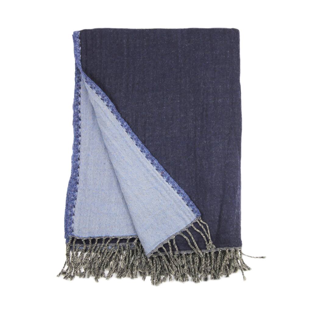 100% Merino Wool Collection Navy and Blue Reversible Throws