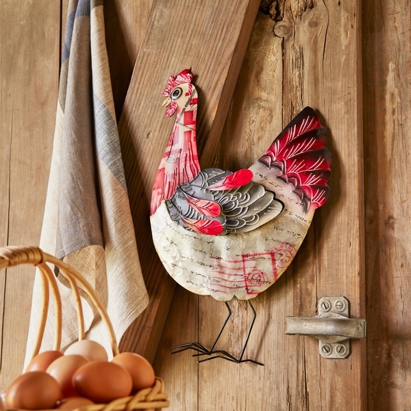 Chicken Wall Decor With Geometric Design