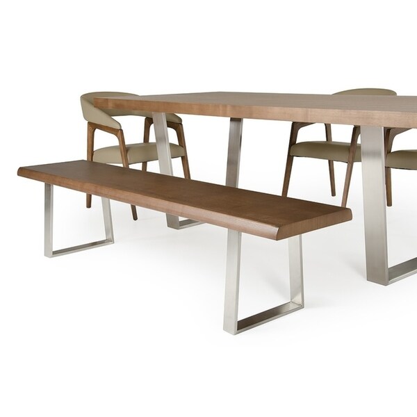 Mid Century Walnut Dining Bench Shop Modrest Byron Mid-Century Walnut Dining Bench - Free Shipping