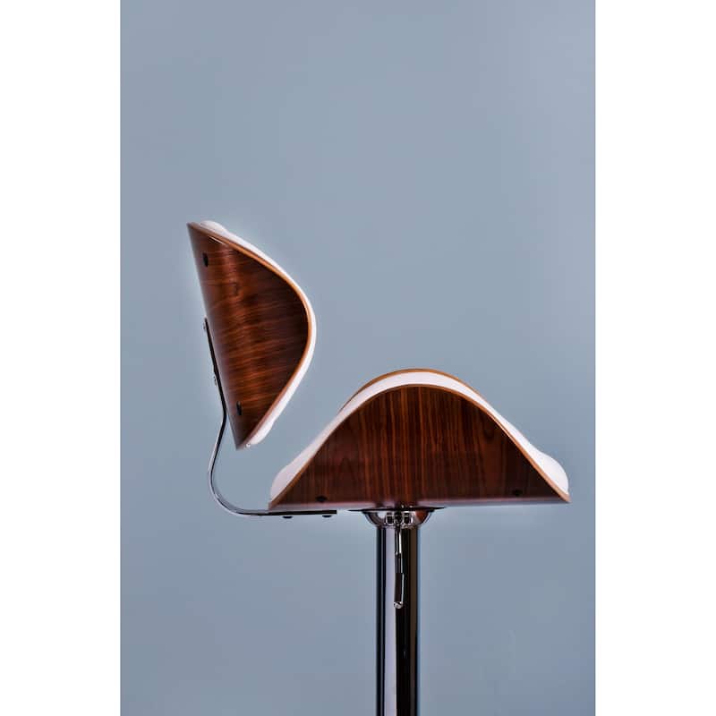 Modern Swivel Walnut Bentwood Adjustable Height Bar Stool