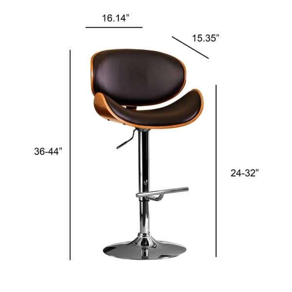 Modern Swivel Walnut Bentwood Adjustable Height Bar Stool On Sale