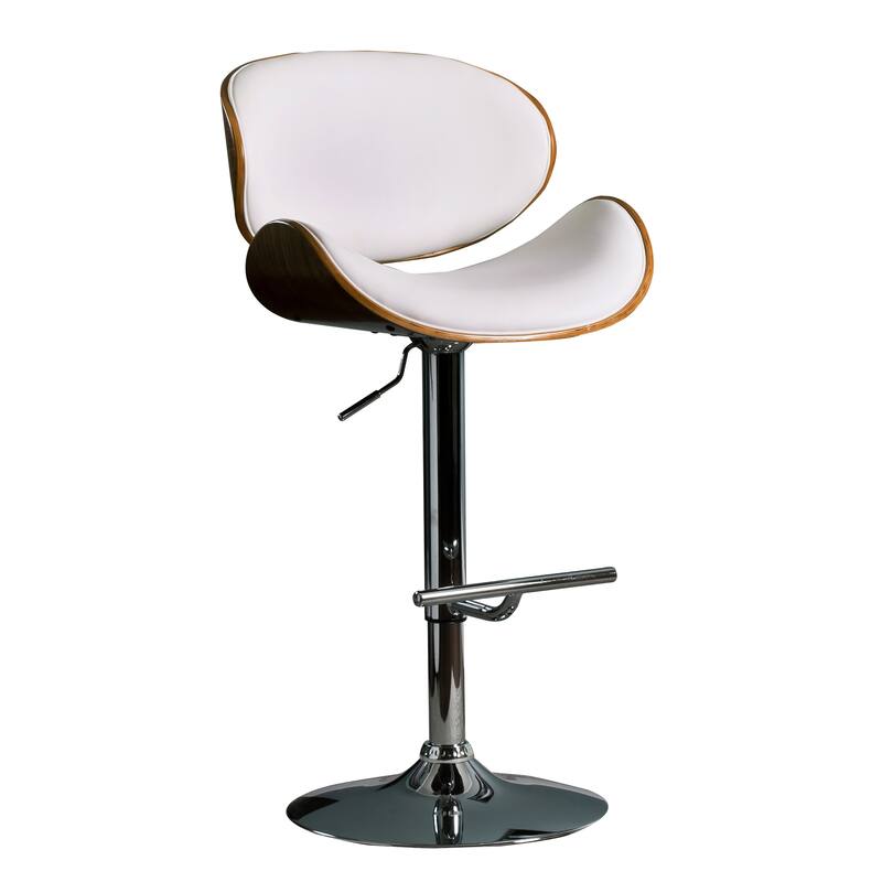 Modern Swivel Walnut Bentwood Adjustable Height Bar Stool - White