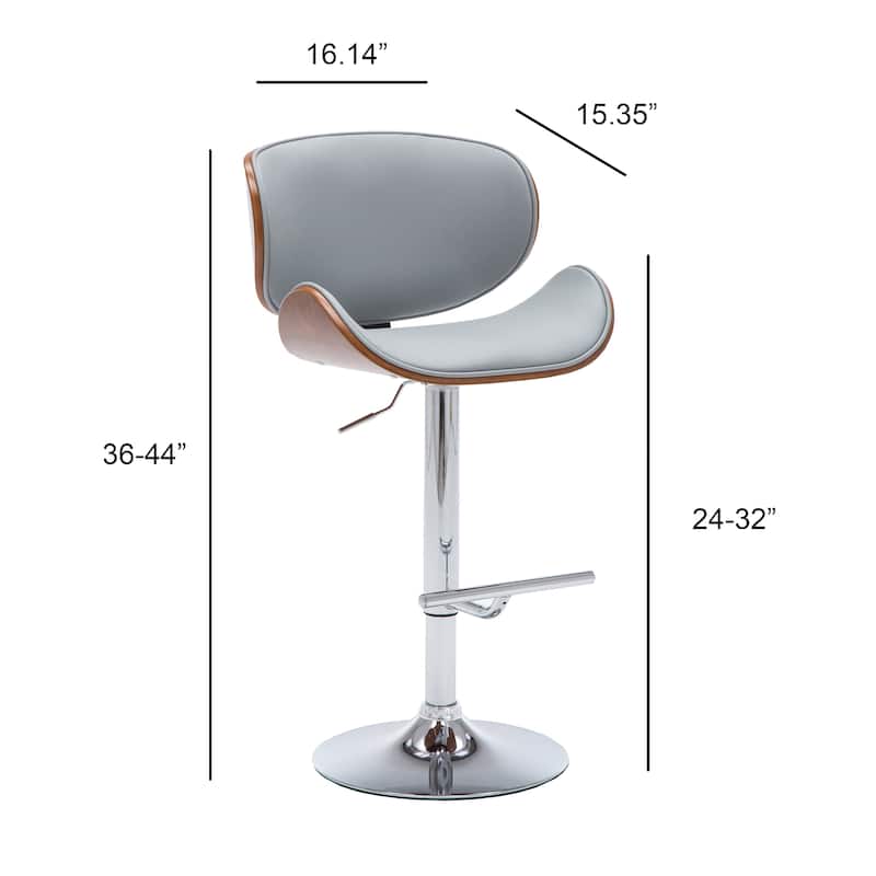 Modern Swivel Walnut Bentwood Adjustable Height Bar Stool