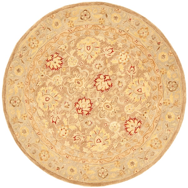 Handmade Ancestry Tan/ Ivory Wool Rug (6' Round) Safavieh Round/Oval/Square