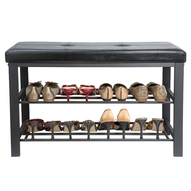 Simplify Entryway Bench with Shoe Storage in Black - 32"x 12.6"x 18"