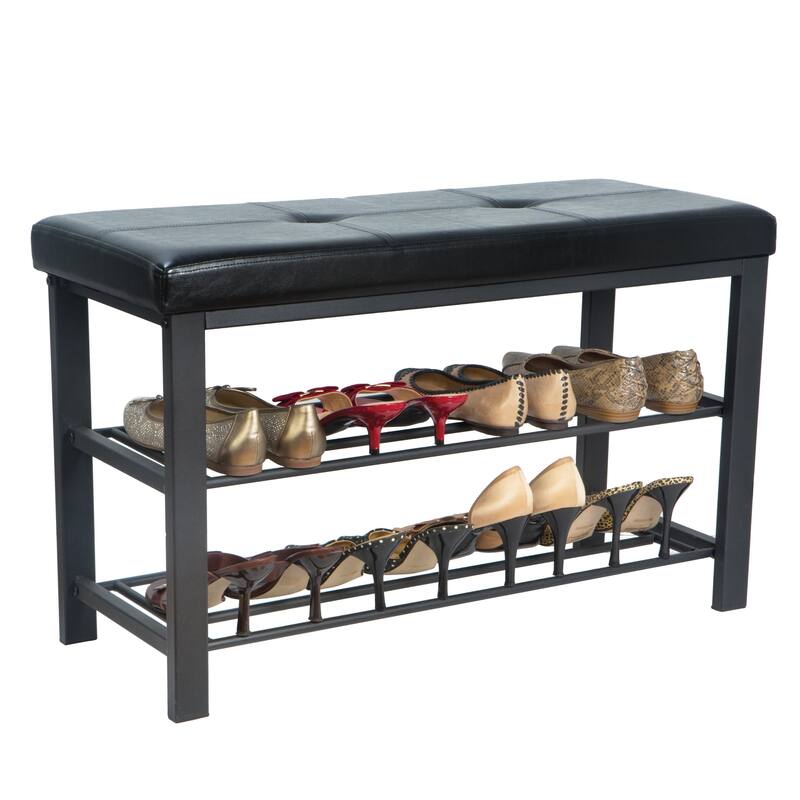 Simplify Entryway Bench with Shoe Storage in Black - 32"x 12.6"x 18"
