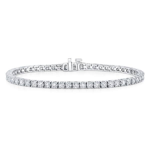 slide 1 of 4, 18K White Gold Round Cut Diamond (13.07 ct. t.w) Tennis Bracelet