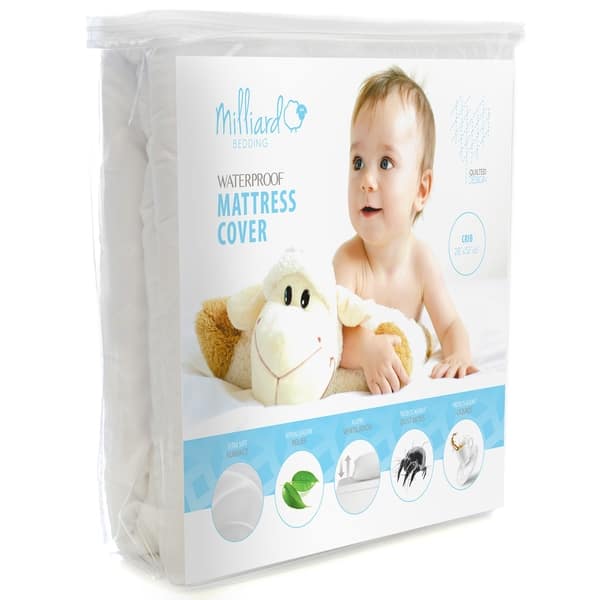 slide 2 of 7, MILLIARD Quilted, Waterproof Crib & Toddler Mattress Protector Pad, 28x52x6