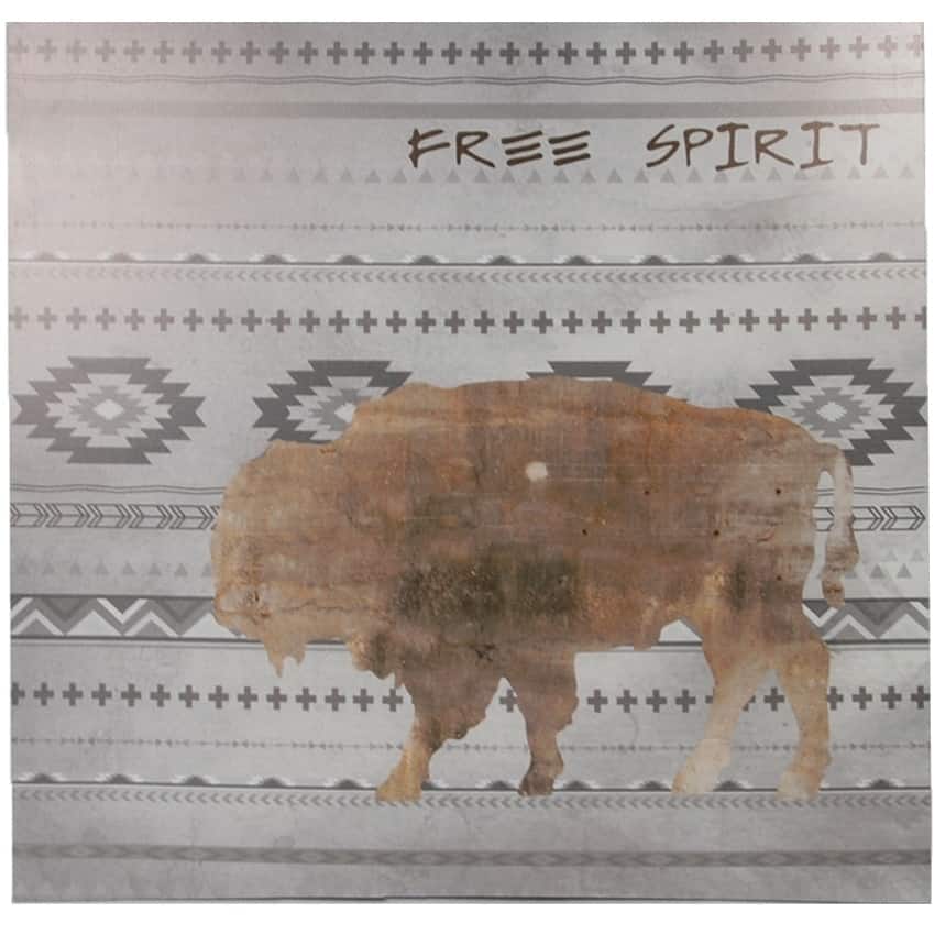 Paseo Road by Hiend Accents Free Spirit Aztec Buffalo Canvas Southwestern Wall Art, 24" x 24", 1PC - Grey - 24 x 24