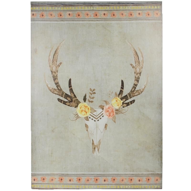 HiEnd Accents Bohemian Desert Skull Canvas - Brown - 28 x 20