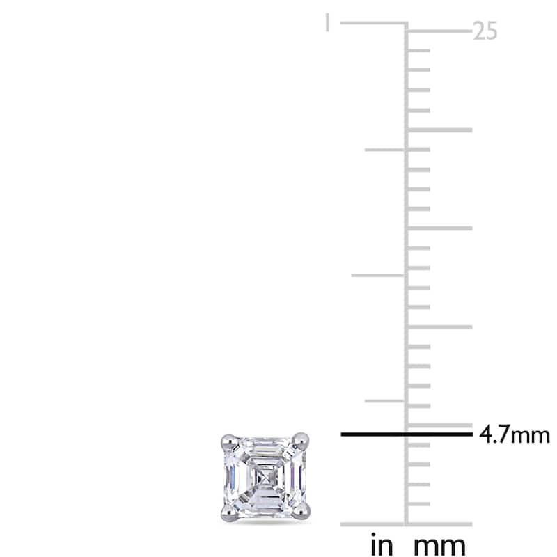 Miadora 14k White Gold 1ct TDW Asscher-Cut Diamond Solitaire Stud Earrings