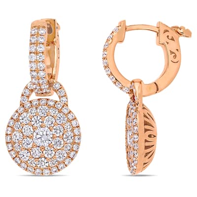 Miadora 14k Rose Gold 1 4/5ct TDW Diamond Cluster Circle Hoop Earrings