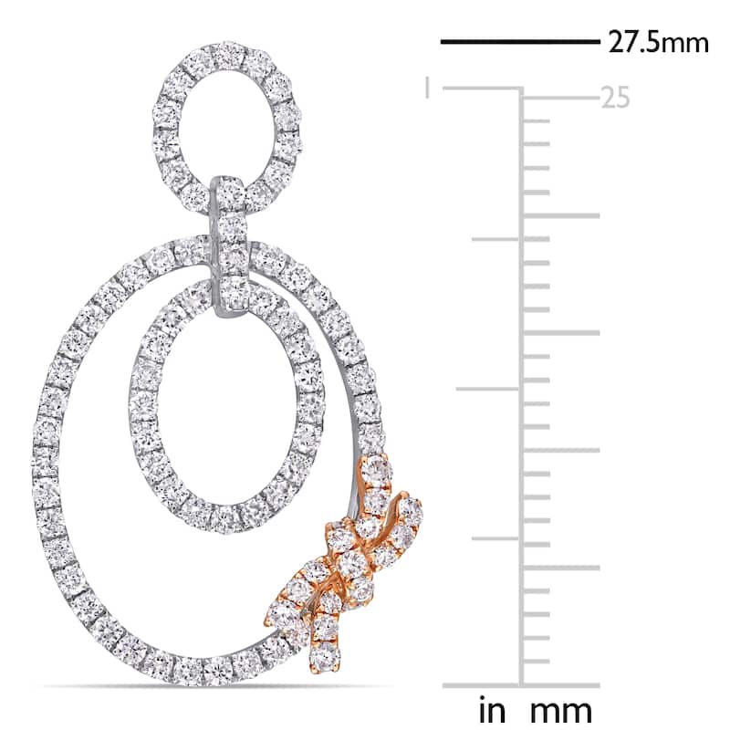 Miadora 2-Tone 14k White and Rose Gold 1 1/3ct TDW Diamond Multi-Hoop Bow Accent Earrings