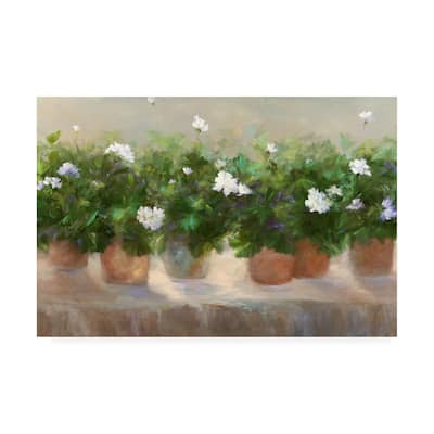 Sheila Finch 'White Geraniums' Canvas Art