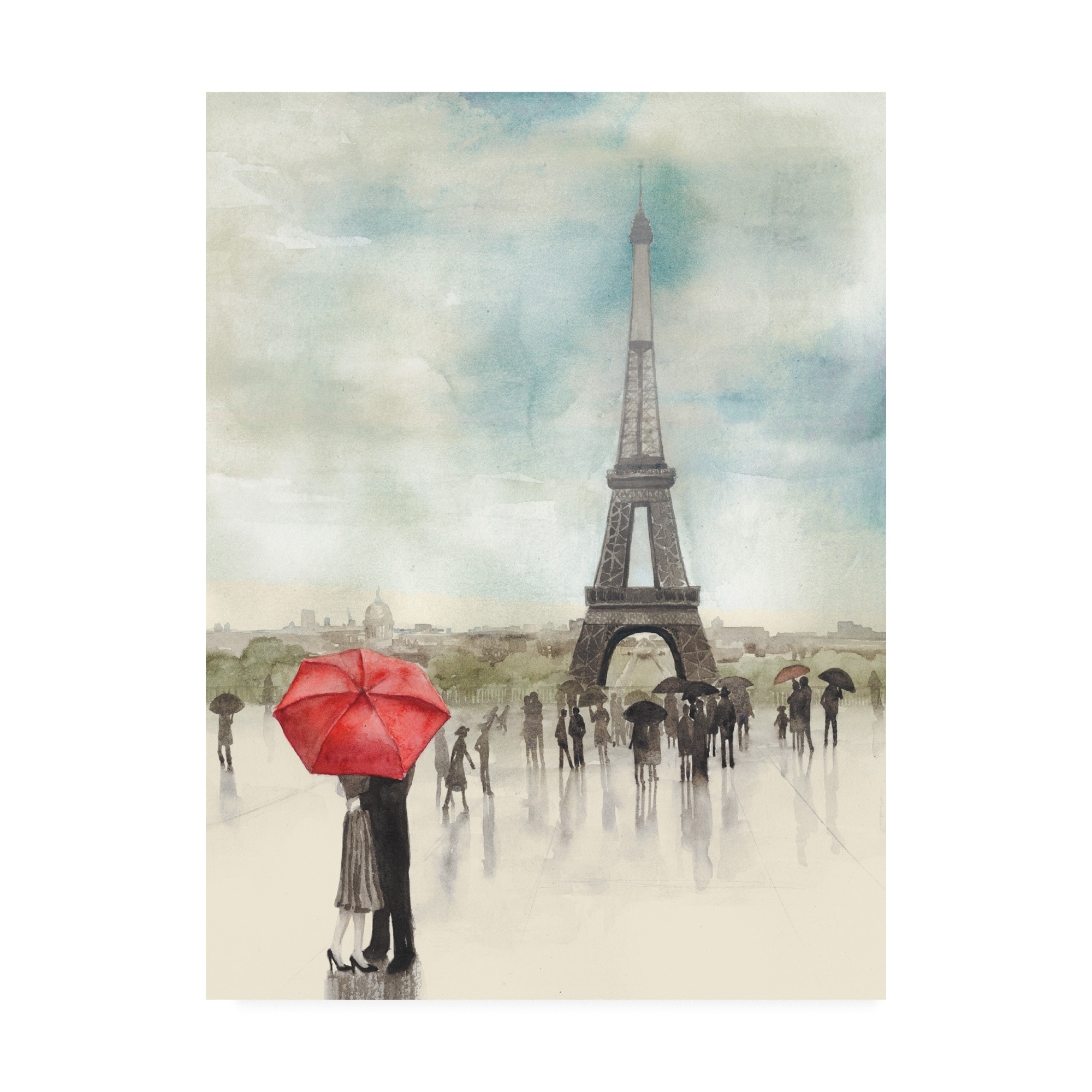 эйфелева башня и красный зонт