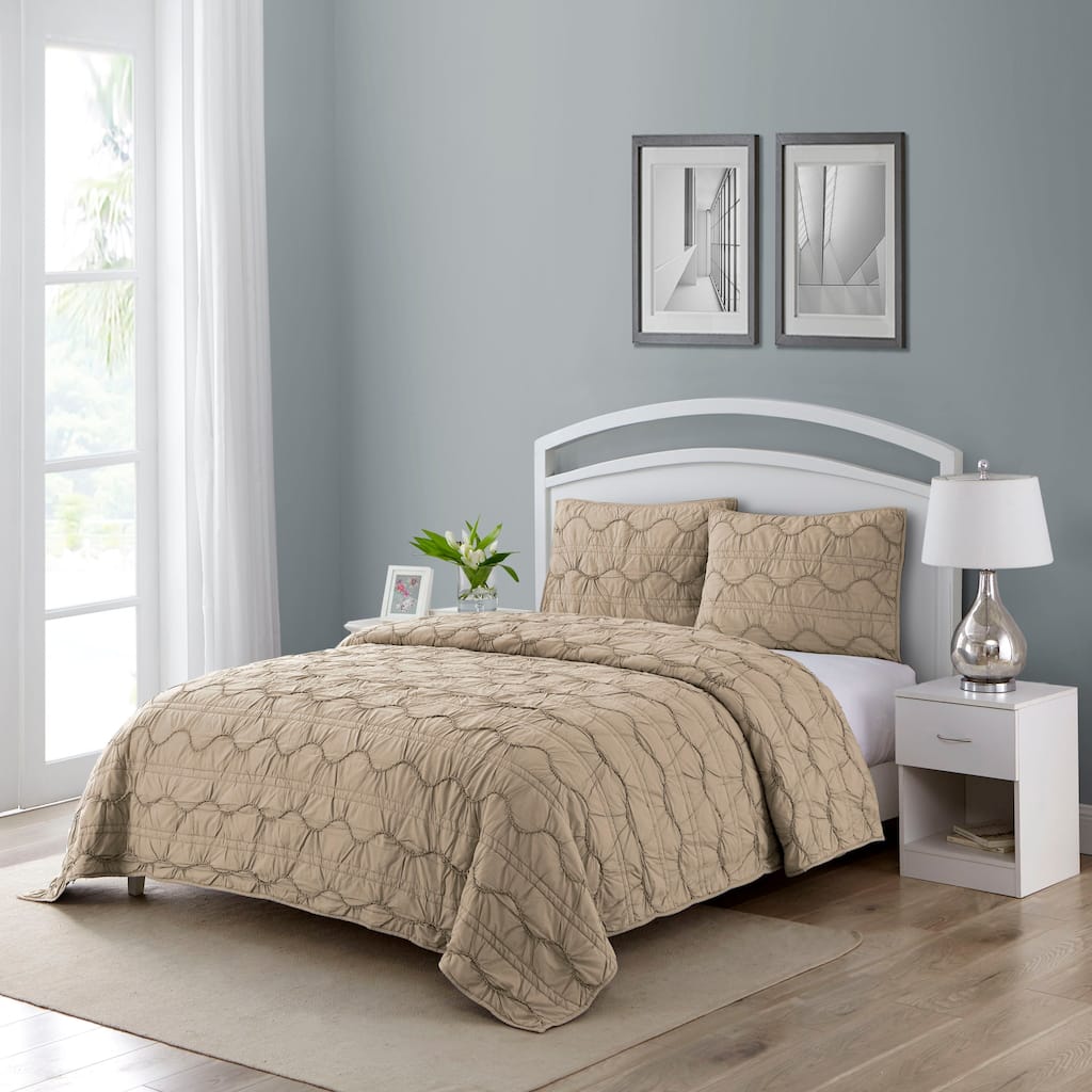 Burlington Textured Cotton Quilt Set in Brown