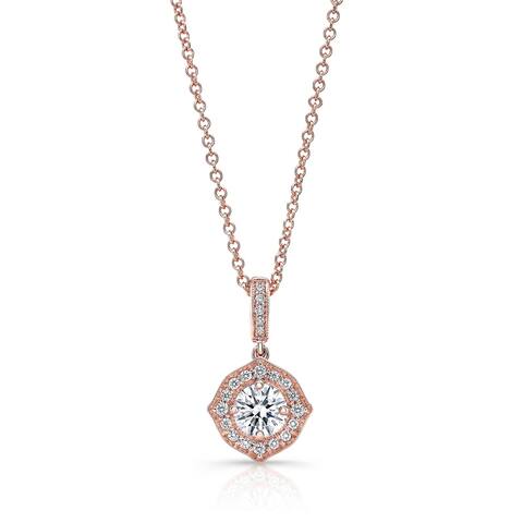 Diamond Pave Pendant Necklace in 14k Rose Gold, 18 Inches