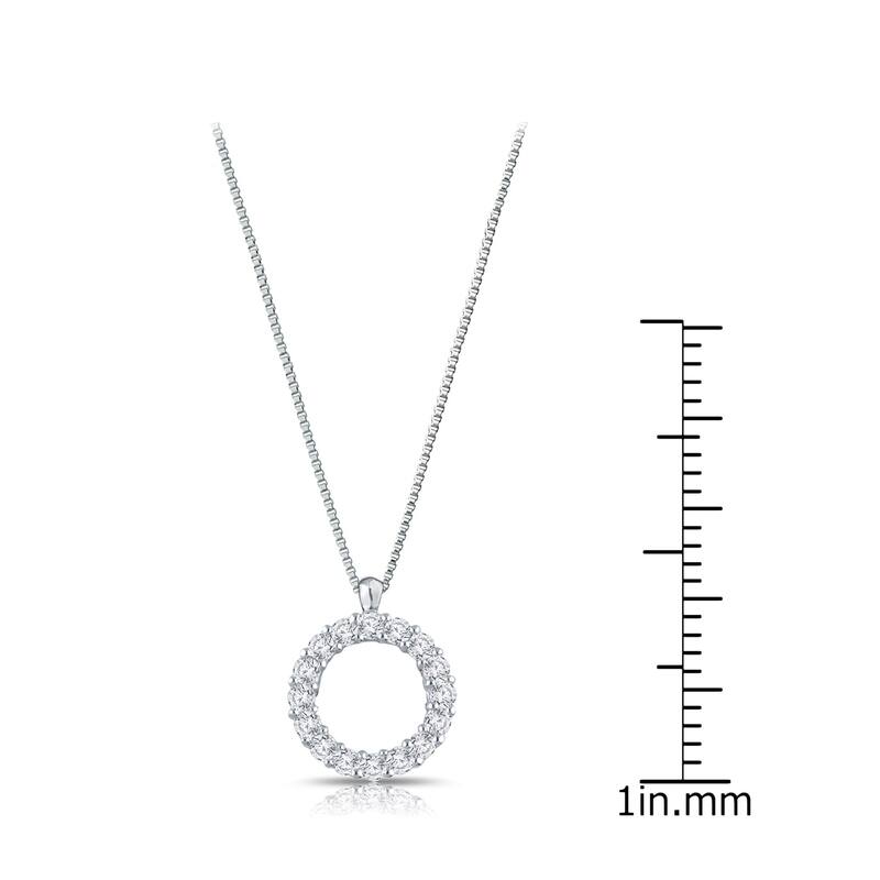 Auriya 1/5cttw Accent Diamond Circle Fashion Necklace Sterling Silver (H-I, I1-I2)
