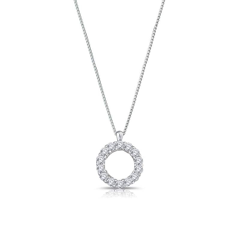 Auriya 1/5cttw Accent Diamond Circle Fashion Necklace Sterling Silver (H-I, I1-I2)