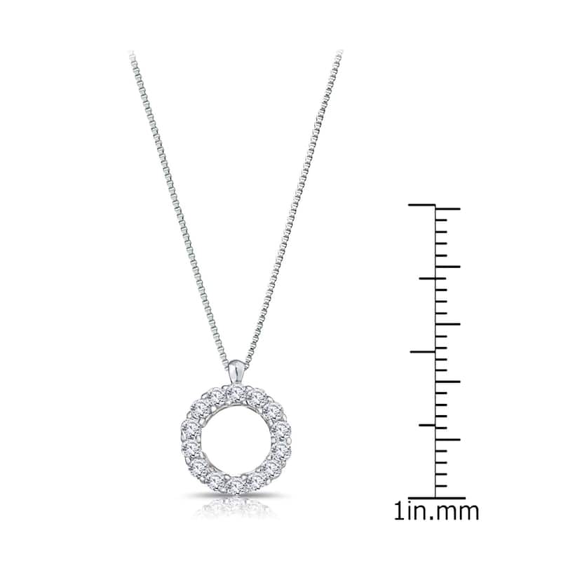 Auriya 1/4cttw Accent Diamond Circle Fashion Necklace Sterling Silver (H-I, I1-I2)