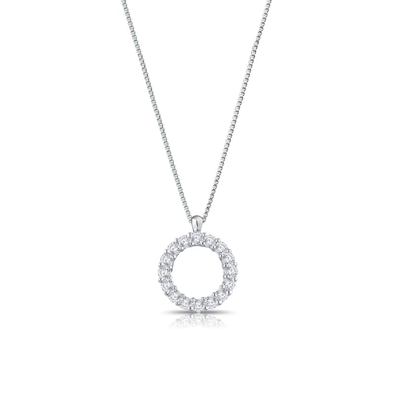 Auriya 1/4cttw Accent Diamond Circle Fashion Necklace Sterling Silver (H-I, I1-I2)