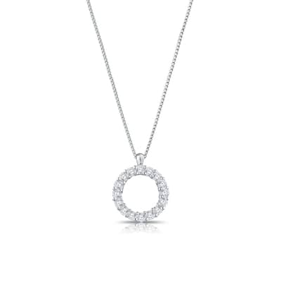 Auriya 1/4cttw Accent Diamond Circle Fashion Necklace Sterling Silver (H-I, I1-I2)