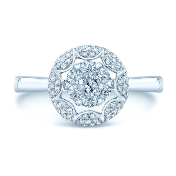 14K White Gold Round Cut Diamond (0.39 ct. t.w) Engagement Ring, Size 7