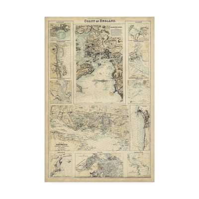 Unknown 'Map Of The Coast Of England I' Canvas Art