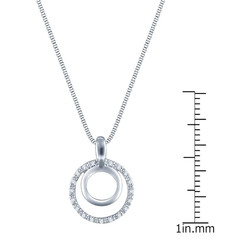 Auriya 1/10cttw Double Circle Accent Diamond Fashion Necklace Sterling Silver (H-I, I1-I2)