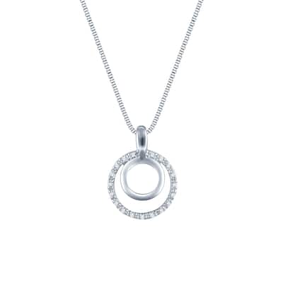 Auriya 1/10cttw Double Circle Accent Diamond Fashion Necklace Sterling Silver (H-I, I1-I2)