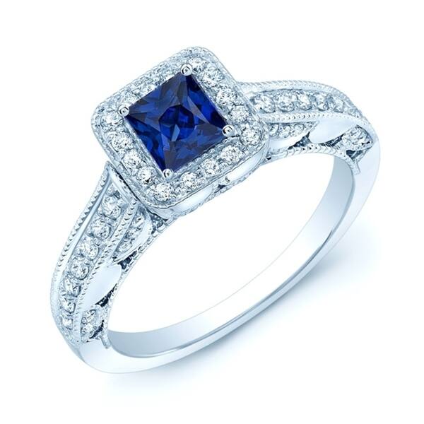 14k White Gold Sapphire Diamond Ring Size 7 Length Width 2 14k White Gold Sapphire Diamond Ring Size 7 Length Width 2