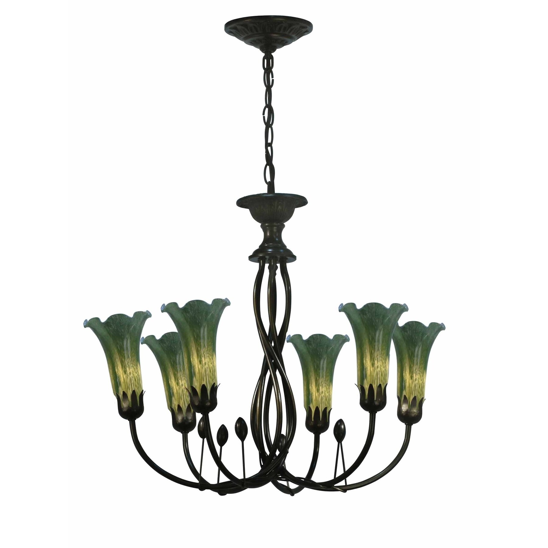 Springdale 24"W Goddess Lily Art Glass Chandelier - Chandeliers For Bedrooms by Overstock.com