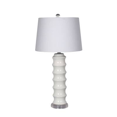 Ceramic Bamboo Table Lamp, White, 28"