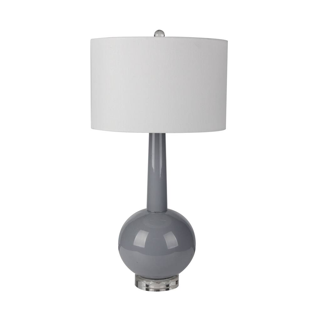 Glass Skinny Top W/ Round Bottom Table Lamp, Gray, 30"